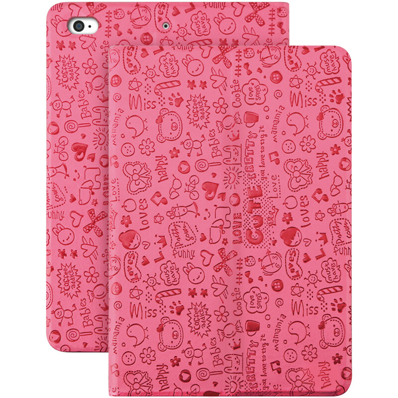 Biaze Apple iPad air2 / air1 protective case ipad5 / 6 tablet protective case anti falling full edge intelligent sleeping leather case little witch series pb06 red