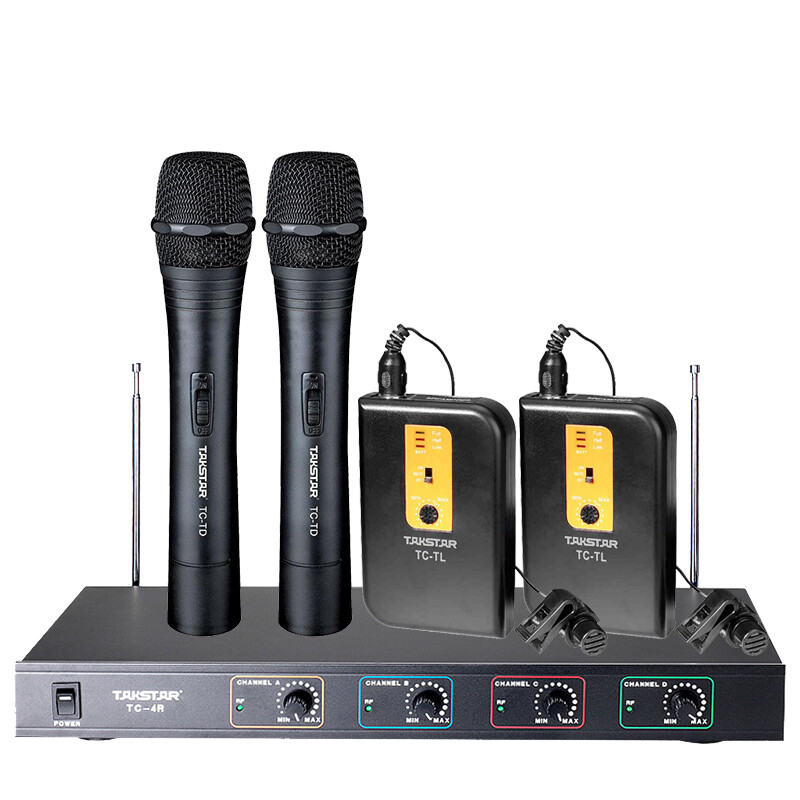 Takstar tc-4r (268 group) 2 handheld + 2 Lavalier wireless microphone microphone one drag four handheld Lavalier headset conference stage KTV speech host microphone