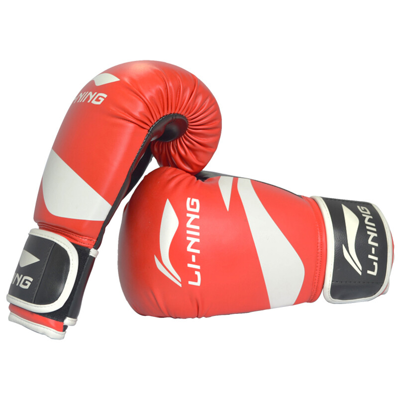 Li Ning boxing gloves self operated adult Sanda fighting professional competition boxing set Taekwondo Training Gloves Red 10oz