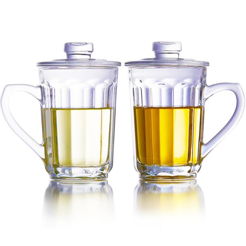Scybe nalver high borosilicate heat resistant glass with cover handle water cup 335ml 2-piece set