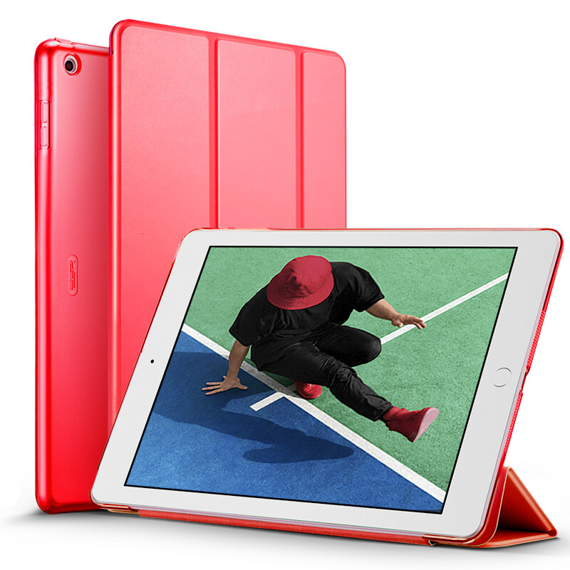 ESR Apple's new iPad Case 2017 new iPad 7 case anti falling three fold bracket 9.7 inch leather case Yuese series energy red