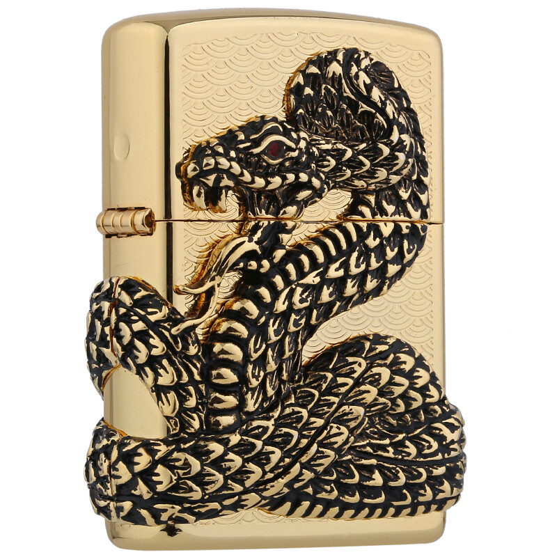 Zippo Lighter golden snake winding mirror etching badge zbt-1-30a kerosene windproof lighter