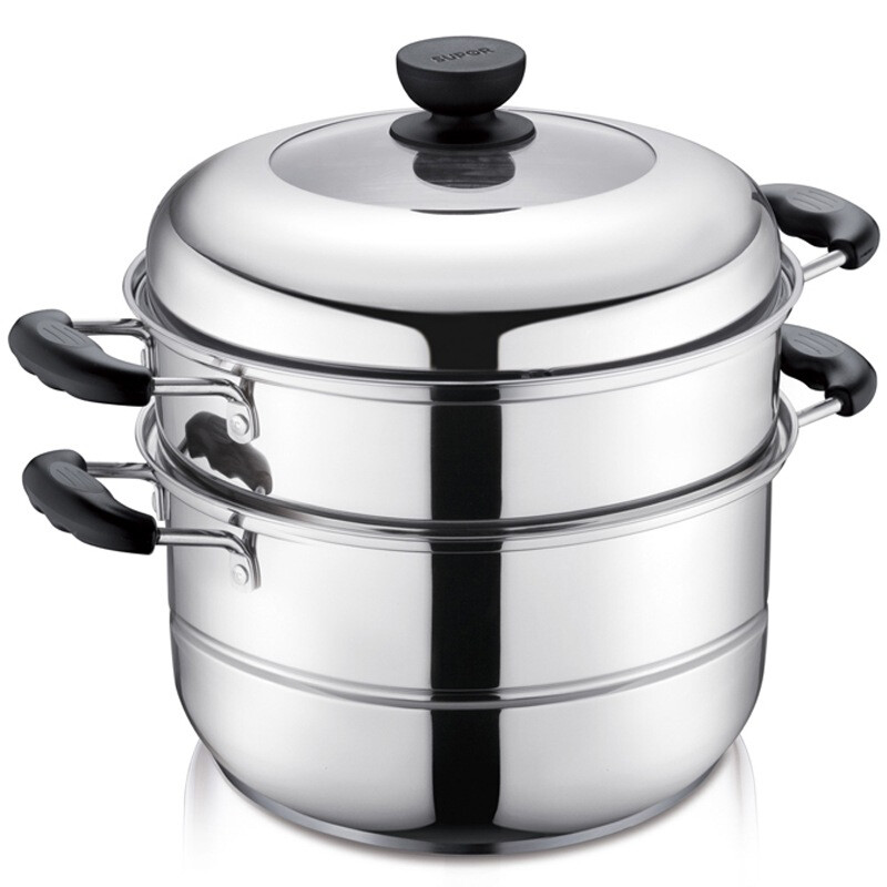 SUPOR easy storage 304 stainless steel double-layer double bottom steamer two-layer sz28b2