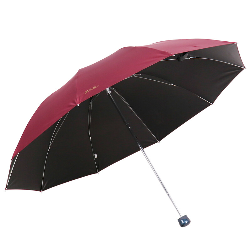 Paradise umbrella reinforced impact cloth black glue three fold business sunny umbrella sun umbrella sauce red 33188e