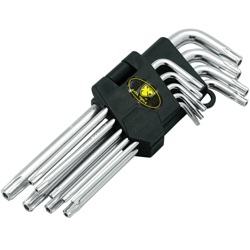 Kata 9-piece box Allen wrench set M-shaped star type metric flat head Allen screwdriver with middle hole kt6005