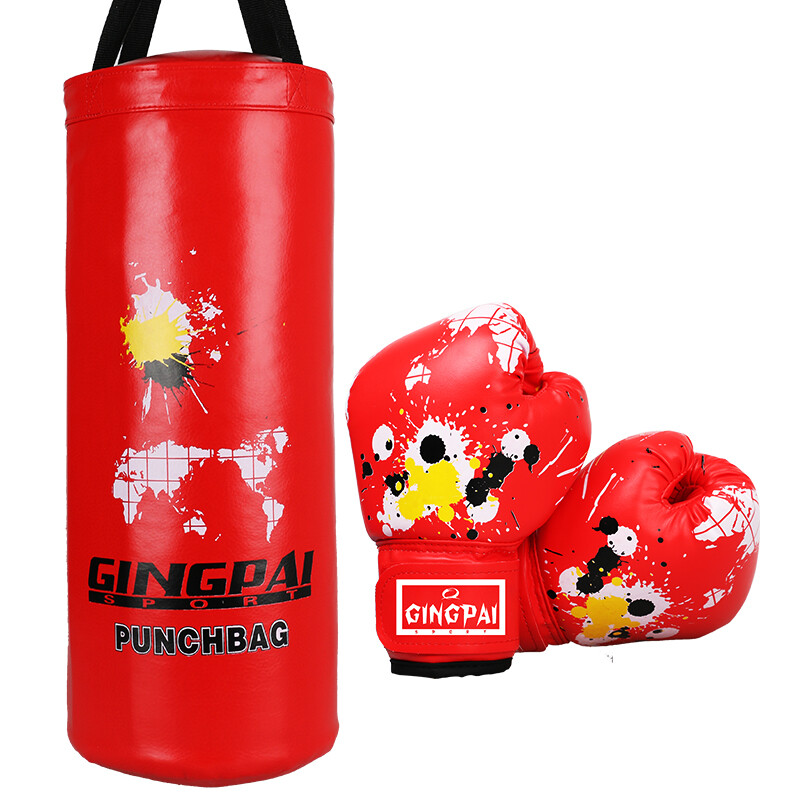 Jingpai children's boxer sandbag set boxing Sanda gloves sandbag combination hanging household entertainment solid sandbag boxer two-piece set