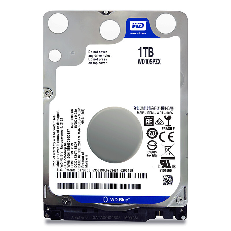 Western data (WD) blue disk 1TB 5400 to 128M sata6gb / s notebook hard disk (wd10spzx)