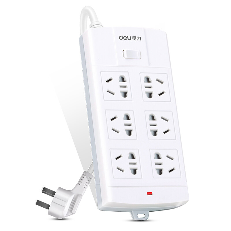 Deli 3995 new national standard anti overload 6-position combination hole 3M main control switch socket / plug row / patch panel / wiring board / plug row / drag panel