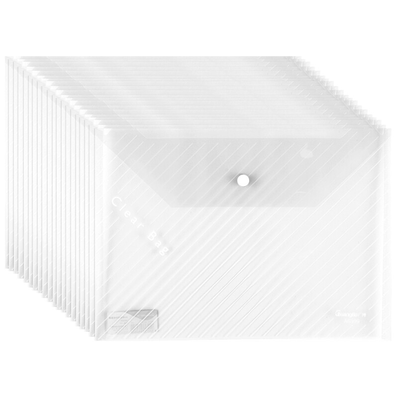 Guangbo 20 PCs. thickened transparent document bag / snap data bag / office supplies blue a6399