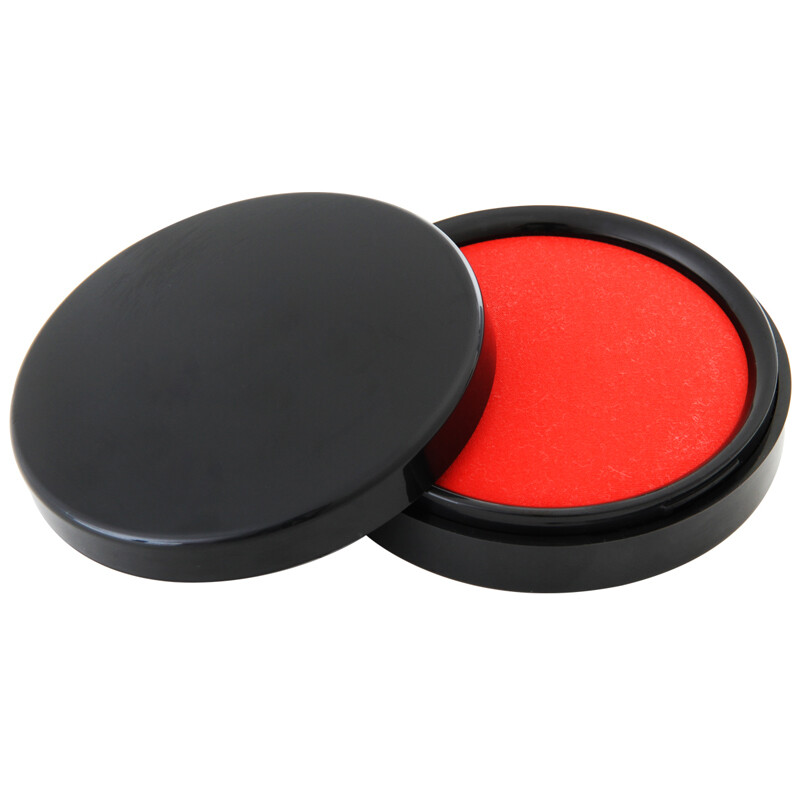 Deli φ 89mm round second dry financial printing pad ink red 9869