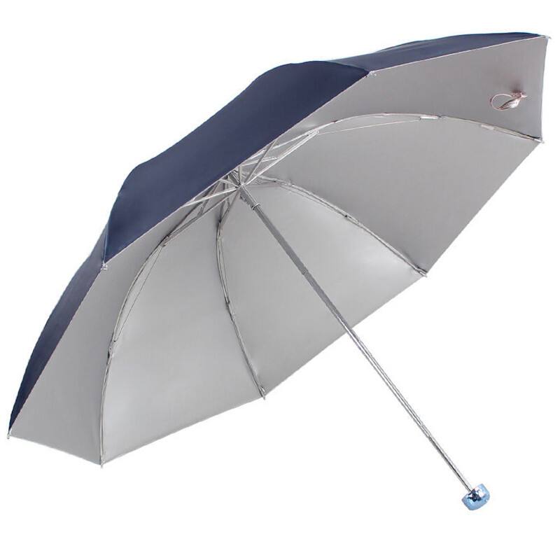 Paradise umbrella silver glue high density polyester three fold ultra light sunny umbrella sun umbrella Navy 336t