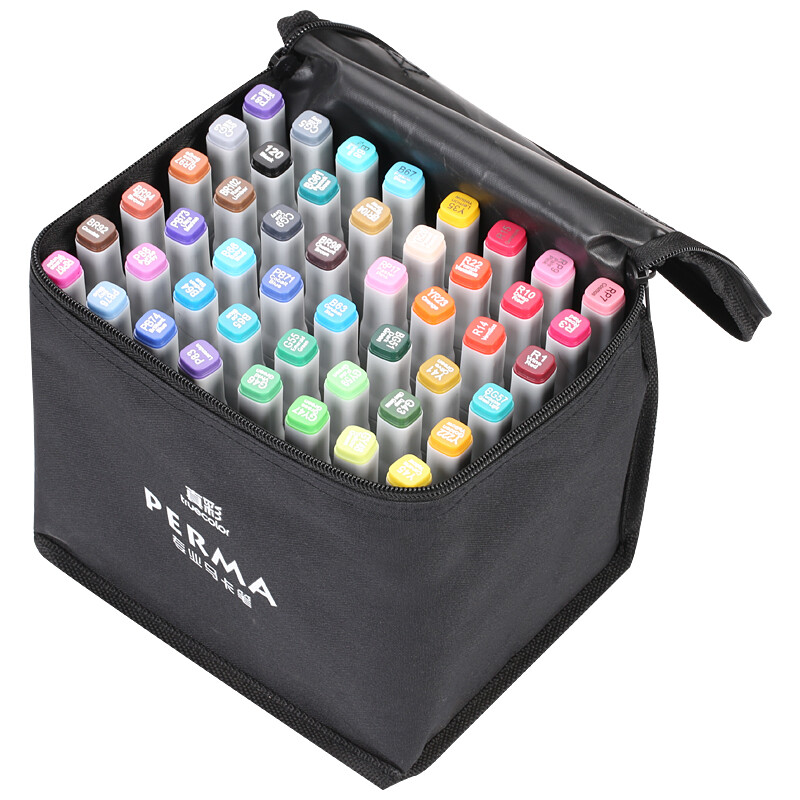 TRUECOLOR 48 color marker pen double alcohol oily marker pen set student hand drawn cartoon design square pole cloth bag / mk2900a