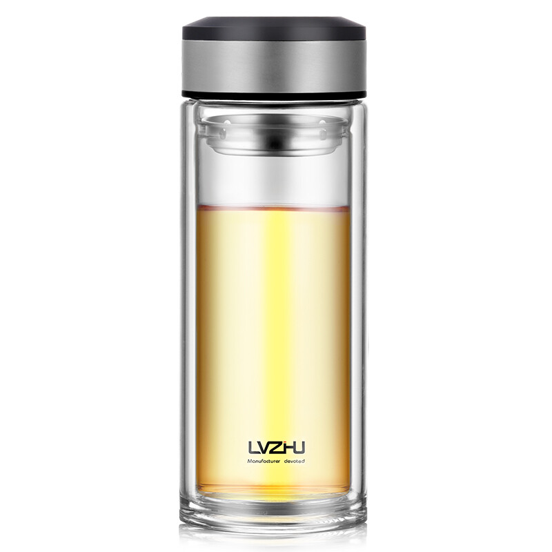 Green Pearl Lvzhu glass double-layer large capacity 500ml men's and women's portable creative tea cup b680 with tea compartment
