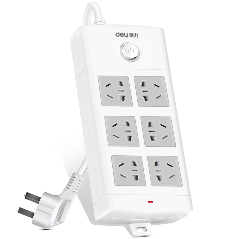 Deli 18206 new national standard 6-position combination hole 5m main control switch socket / plug row / patch panel / wiring board / plug row / drag panel
