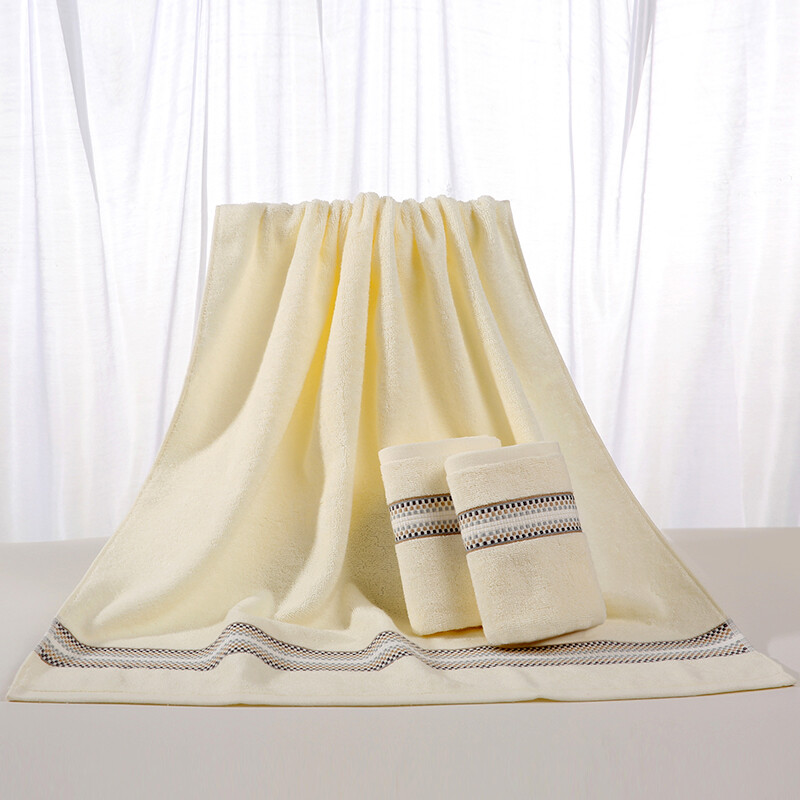 Vosges Jieyu pure cotton towel bath towel set pure cotton absorbent adult couple men's and women's household wool bath towel towel * 2 + bath towel * 1 Beige