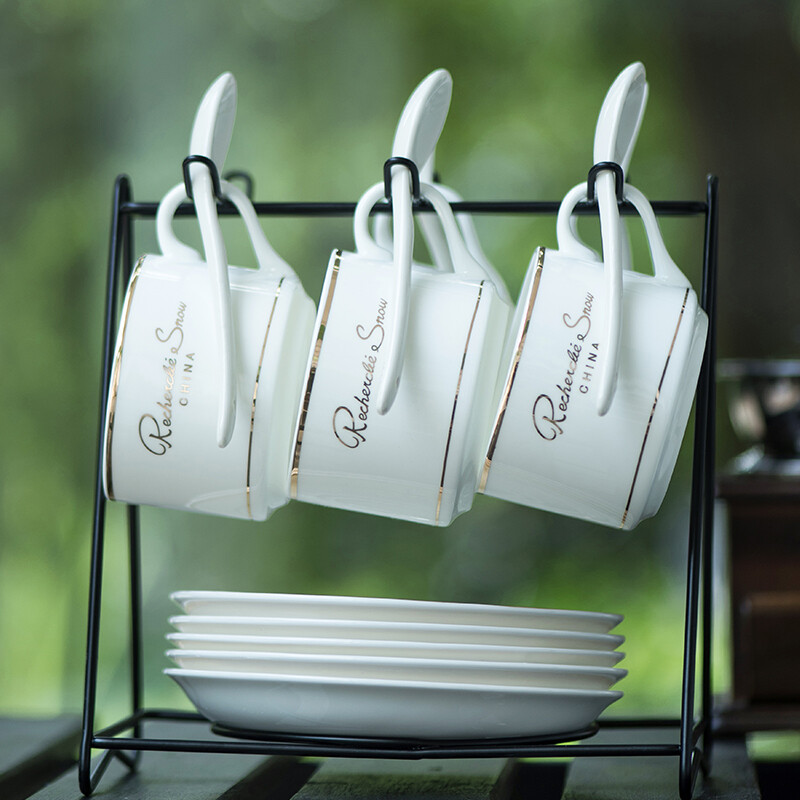 Enjoy European style ceramic cup coffee cup set creative simple household coffee cup 6-Piece set send shelf British style