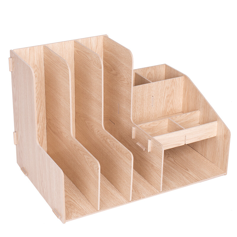 Deli 79251 creative wood DIY triple file frame + storage box combination multifunctional file frame / file bar / file holder