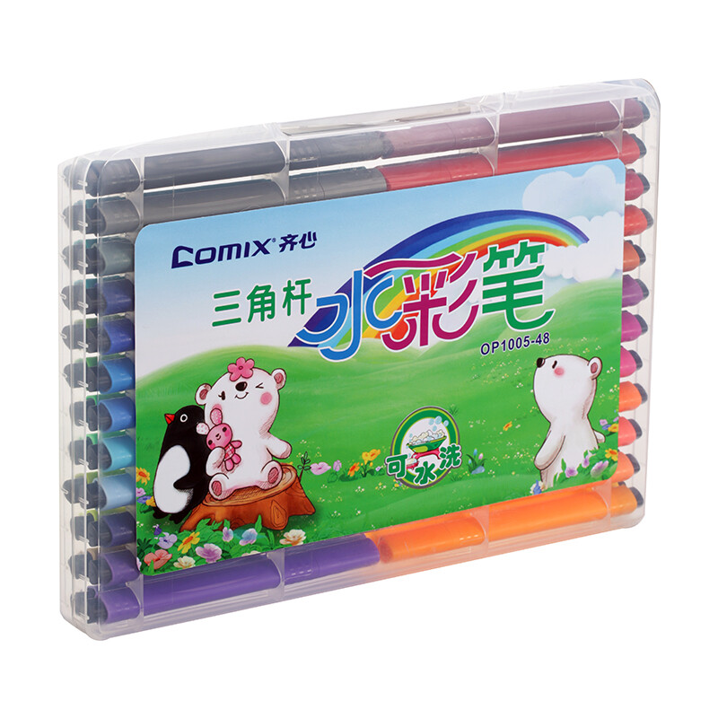 Comix 48 color triangle bar washable watercolor pen / painting pen 1.5mm children's stationery painting material op1005-48