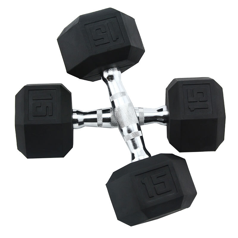 Proiron rubber covered dumbbell hex environmental friendly odorless hand-held men's fitness equipment 15lb pair