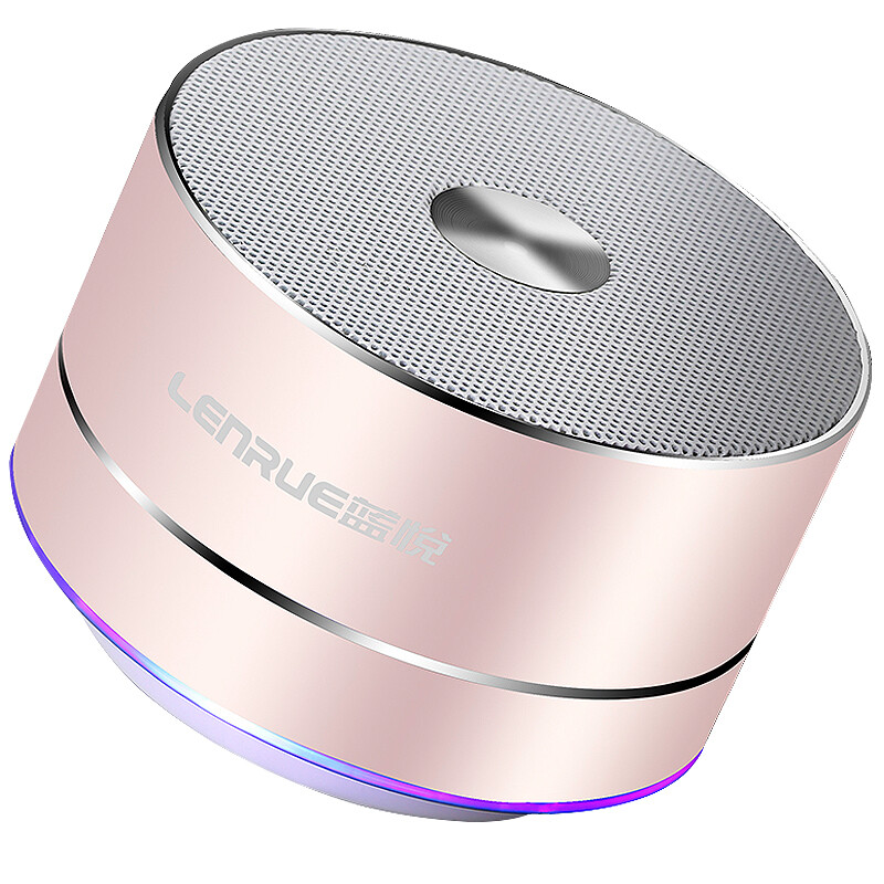Lenrue A2 wireless Bluetooth speaker mini portable card subwoofer mobile phone small sound small steel gun computer speaker rose gold [500mah battery]