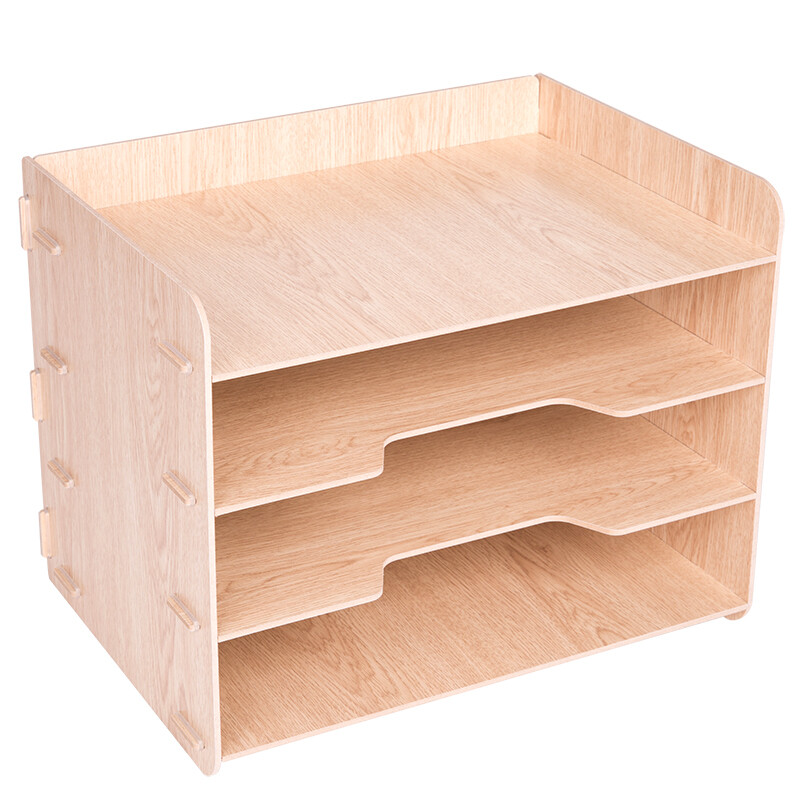 Deli 79213 creative wood DIY four layer file holder multifunctional file holder / file frame / file bar / desktop storage rack
