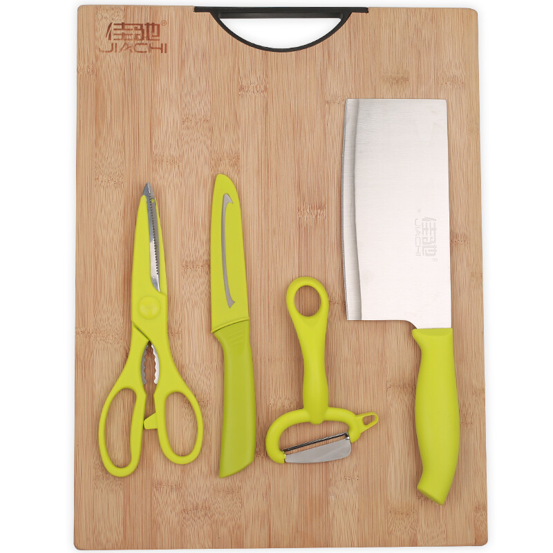 Jiachi cutting board 5-piece set (1 cutting board, 1 scissors, 1 fruit knife, 1 kitchen knife and 1 peeler) jc-1982