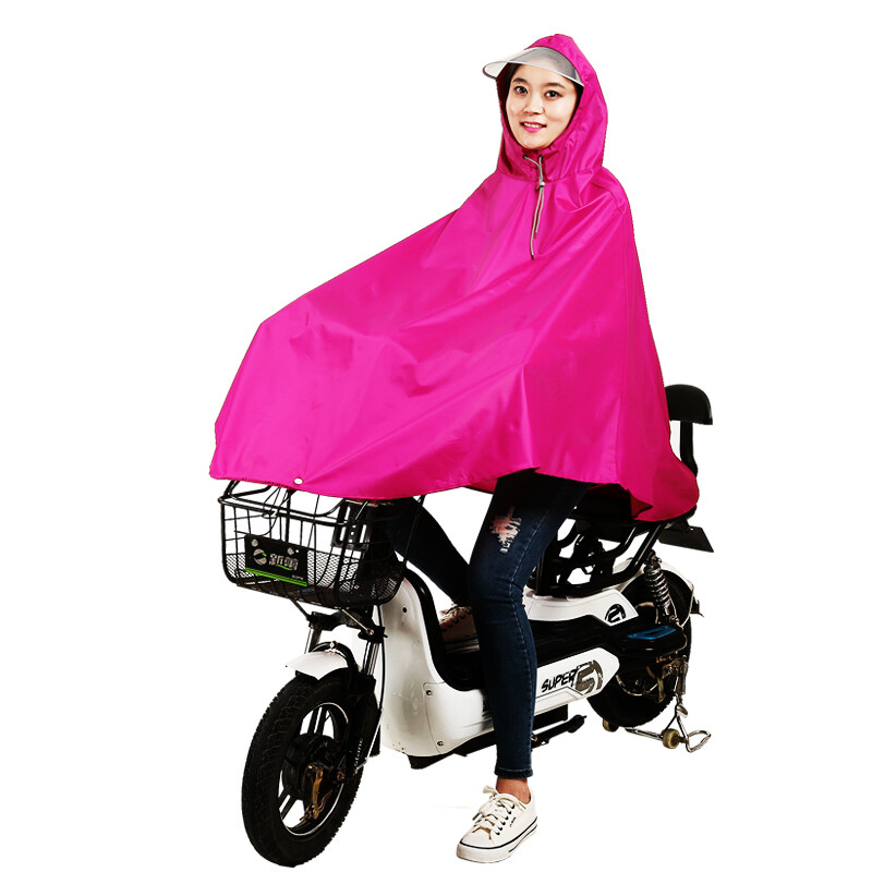 Yuhang single bicycle poncho men and women single fashion electric bicycle raincoat Big Brim 3XL rose red