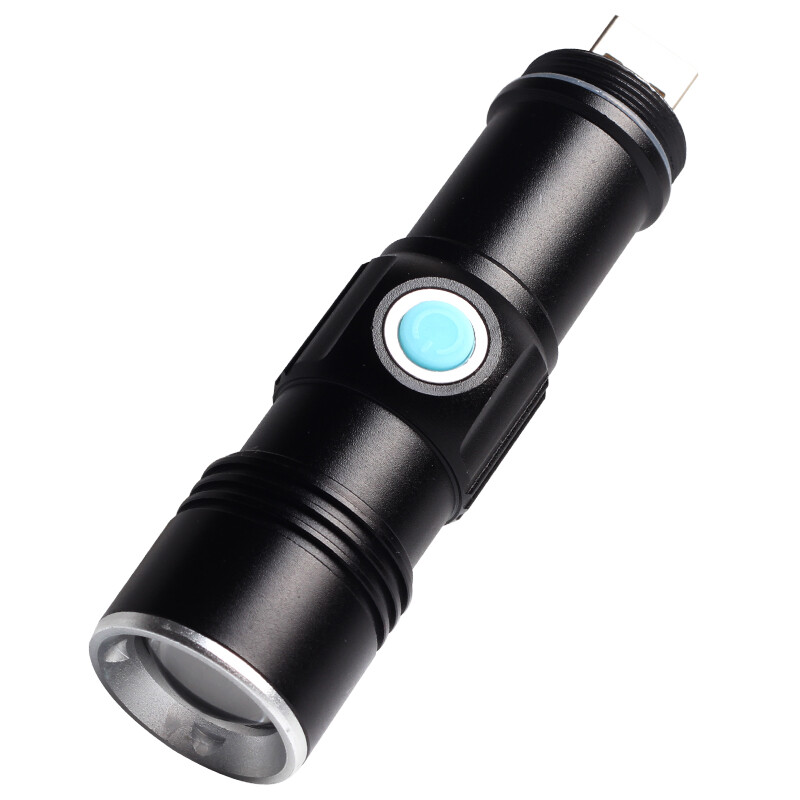 Magic iron / motie led strong light flashlight zoom long-range USB rechargeable mini home self-defense riding outdoor lamp U1