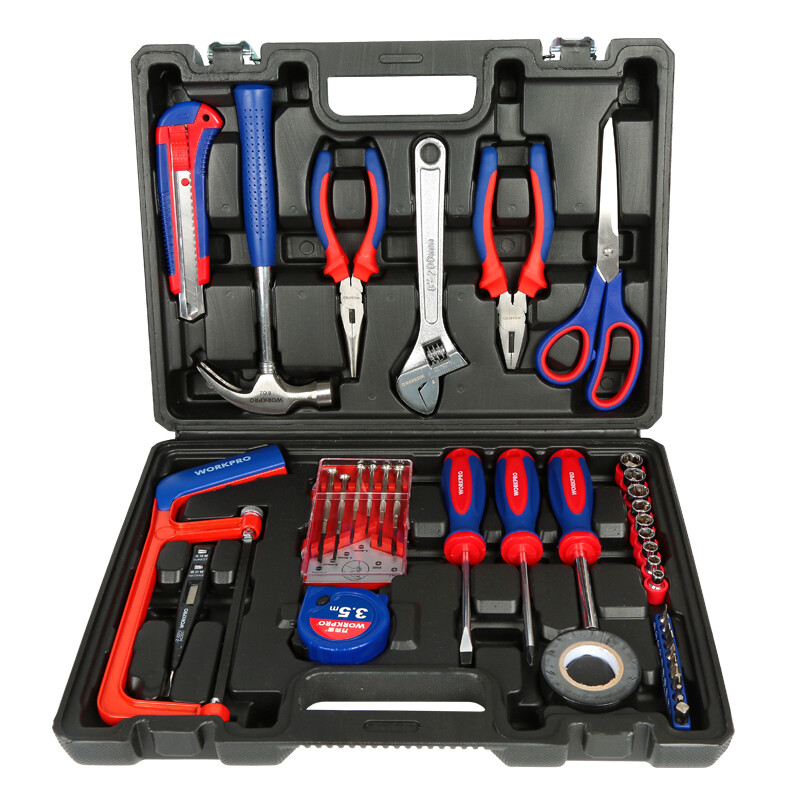 Workpro w009046n 9-piece household toolbox set electrician woodworking maintenance hardware manual tool set