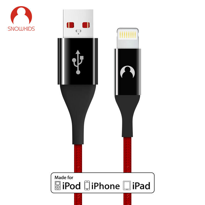 Snowkids brilliant series Apple data cable 1.2m MFI certified mobile phone data cable / charging cable fast charging red is suitable for iphone7 / 6S / 6sp / 6p / 5, etc