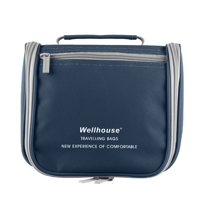 Wellhouse toiletries bag travel men's and women's business trip makeup storage bag white-collar portable travel products dark blue