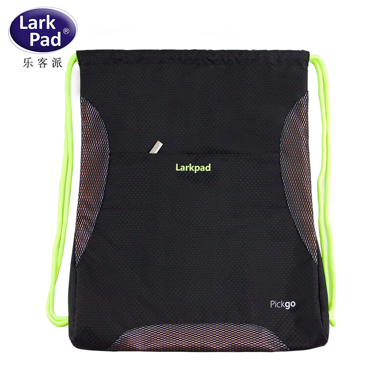 Larkpad bundle pocket Drawstring Backpack men's and women's outdoor travel light travel backpack sports fitness bag Lingge black