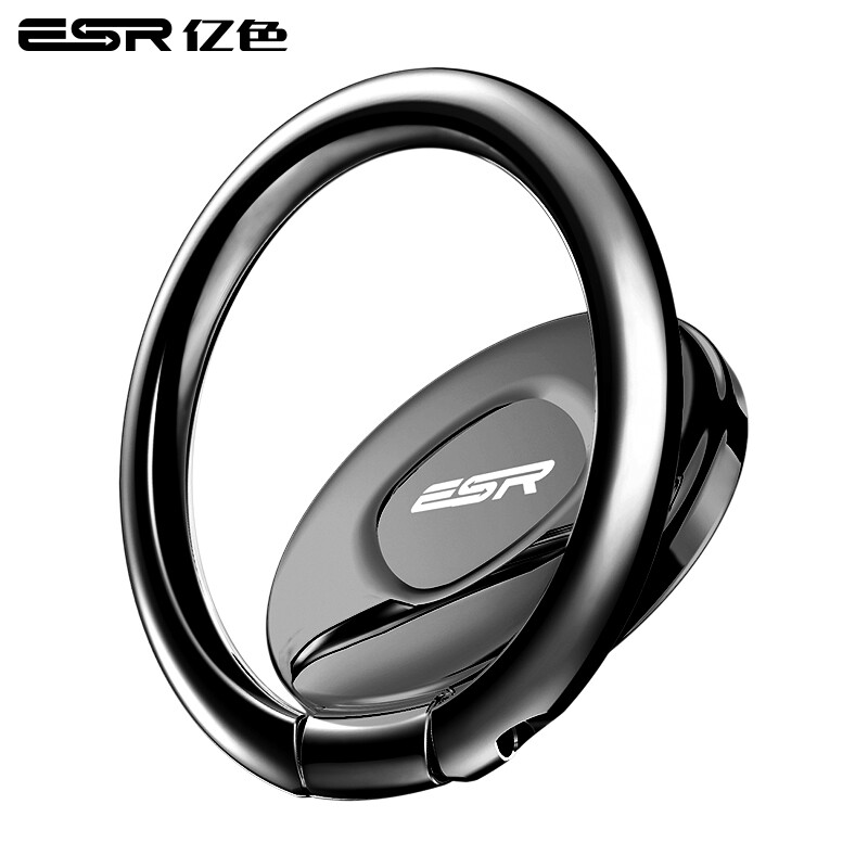 ESR mobile phone bracket ring buckle car bracket lazy bracket Apple Android flat universal bracket zinc alloy magnetic suction bracket Obsidian
