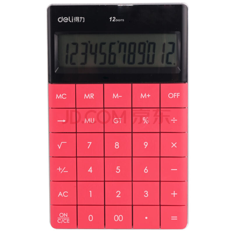 Deli 1589 fashion color seamless key tablet calculator red