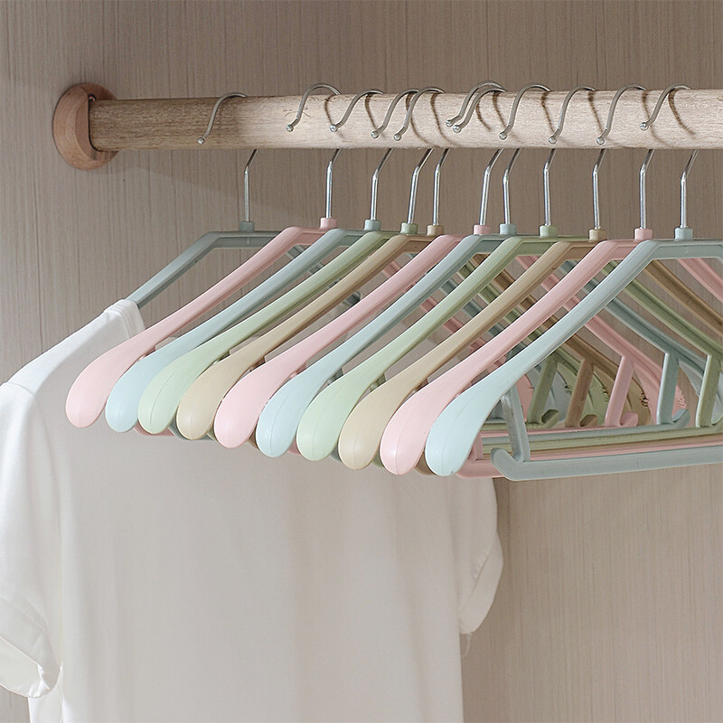 Shengni Shangpin clothes hanger wide shoulder traceless non slip clothes hanger dry and wet plastic clothes hanger adult and children's Non Slip clothes support thickened non slip traceless color mixing 20 pieces