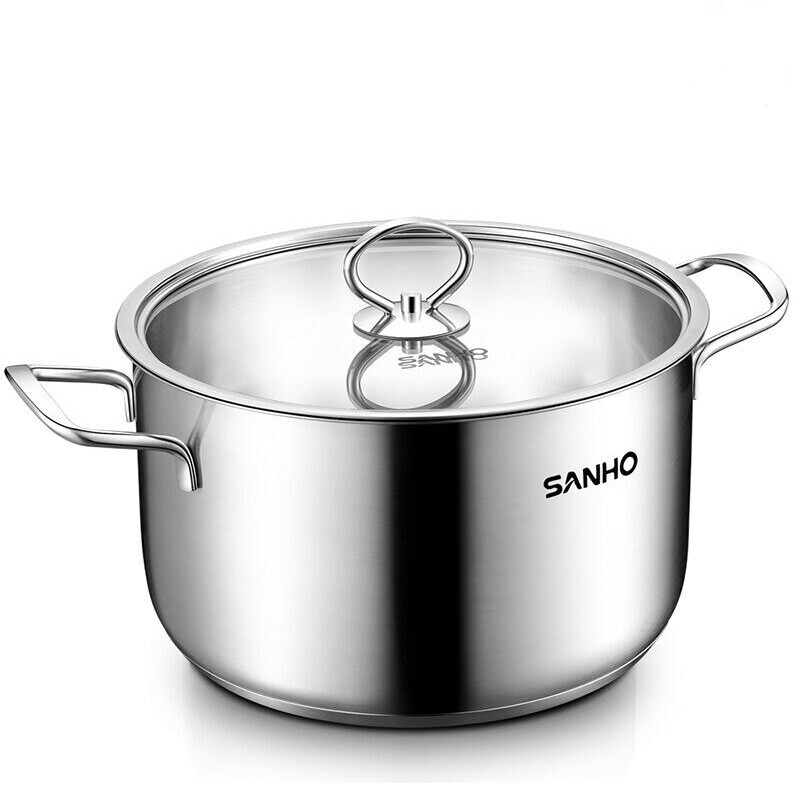 Sanho soup pot 304 stainless steel 22cm soup pot stew pot thickened double bottom gas induction cooker universal pot with the same model as Alfred tgs2200-3 Chinese Restaurant