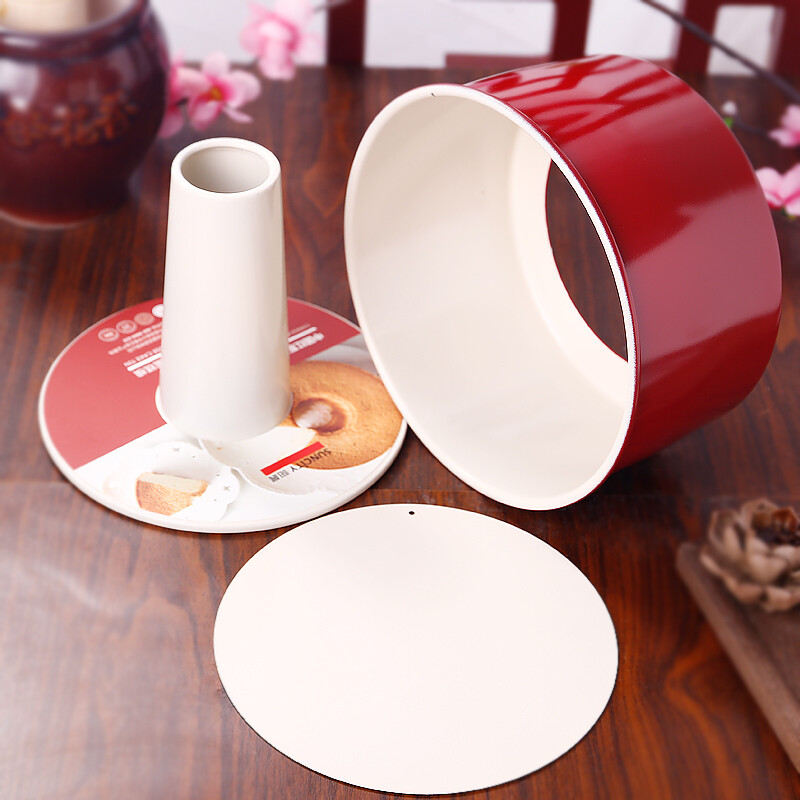 Yangchen baking mould 8-inch movable bottom hollow cake mould baking tool round Qifeng cake mould non stick hollow chimney mould China Red