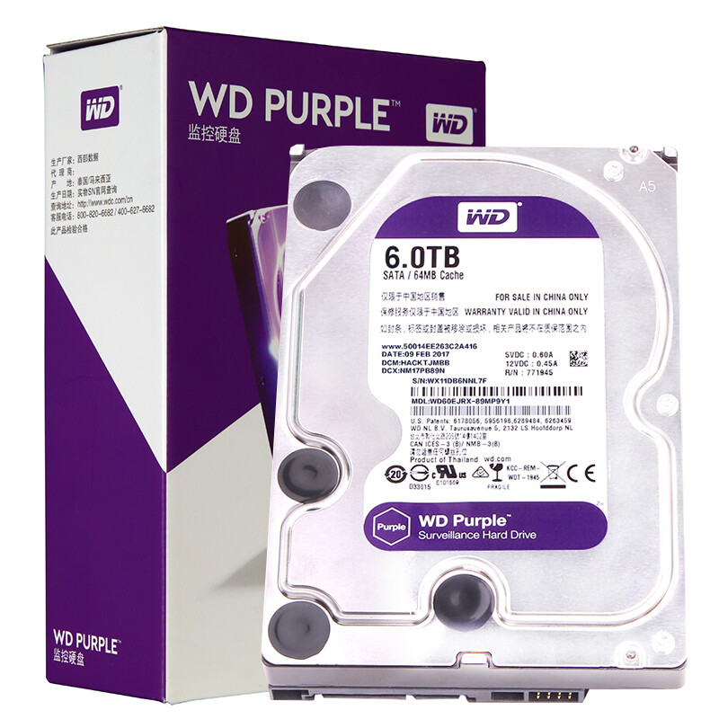 Western data (WD) Purple disk 6tb sata6gb / s 64M monitoring hard disk (wd60ejrx)