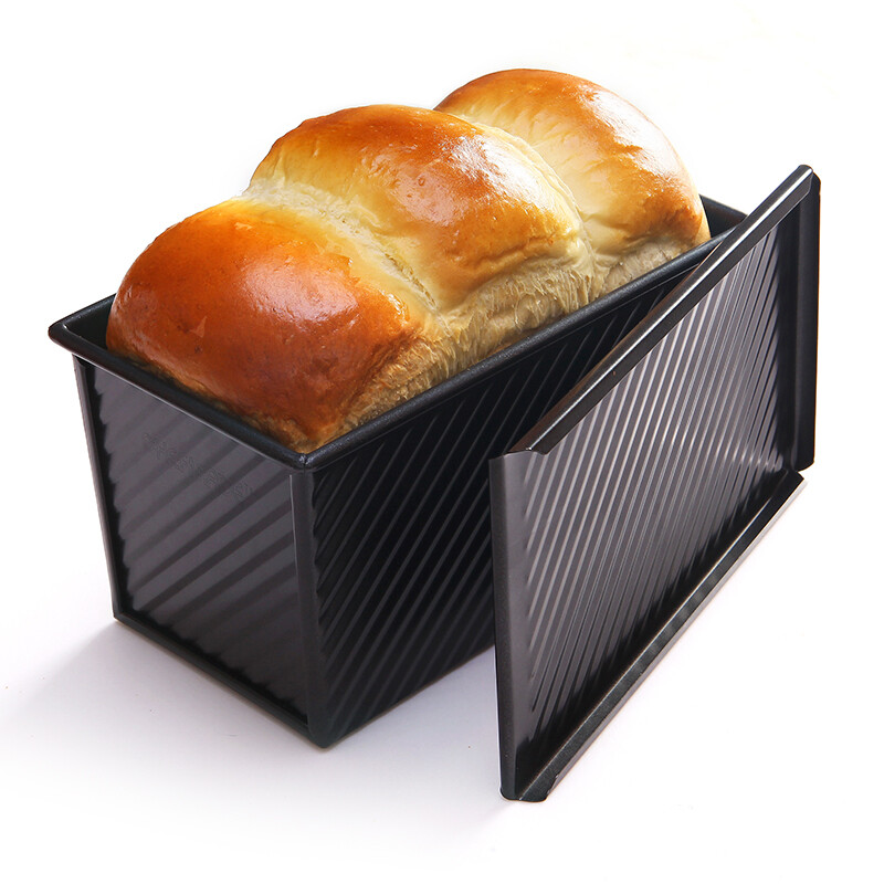 Chef made 450g toast mold black corrugated toast box sliding cover non clay toast box bread baking mold oven wk9287