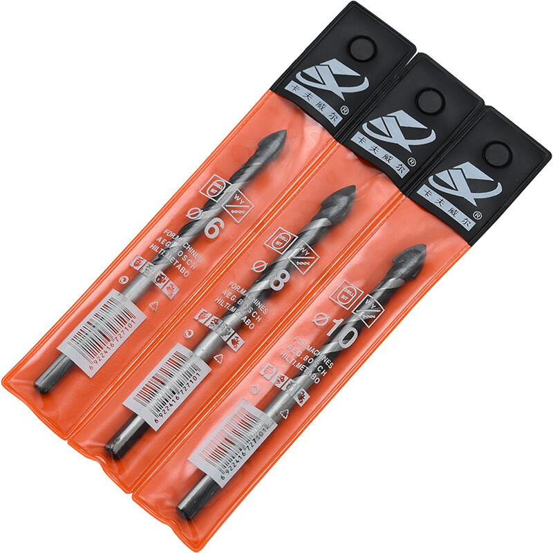 Cafwell 3-piece triangular glass ceramic tile drill set, 6, 8, 10mm ai2710