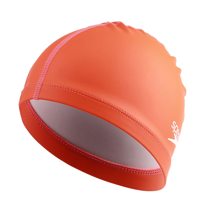 SPEEDO Speedo swimming cap PU material soft and comfortable bu le head long hair waterproof swimming cap men's and women's fashion orange 11400725