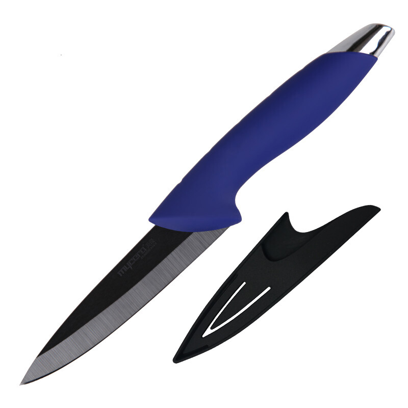 Mycera electroplating handle 4-inch black ceramic knife fruit cutting knife peeling melon and fruit knife auxiliary food knife (blue) n4s-b
