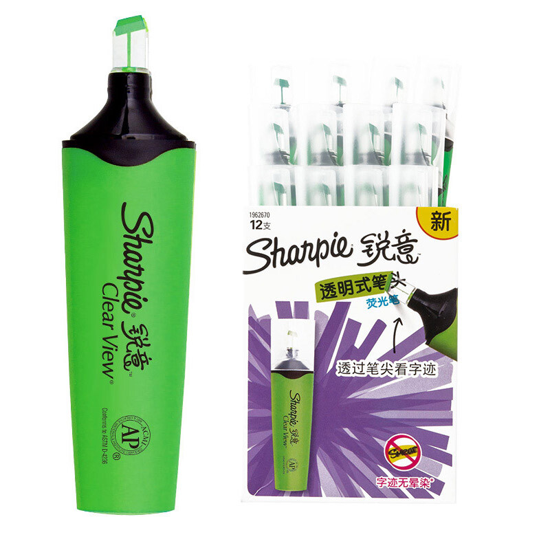 Sharpie highlighter / marker transparent pen head green 12 Pack color key marker for office students imported from the United States