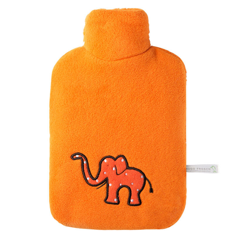 Hugo Frosch warm frog German original imported hot water bag cartoon flannel jacket Mini ecological environmental protection water injection warm hand treasure naughty elephant (0.8L) 0458