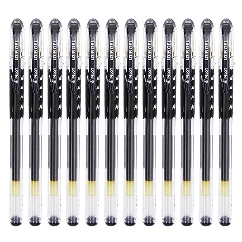 Japan pilot bl-wg-38 bullet anti-skid neutral pen gel pen signature pen black 0.38mm 12 pieces imported