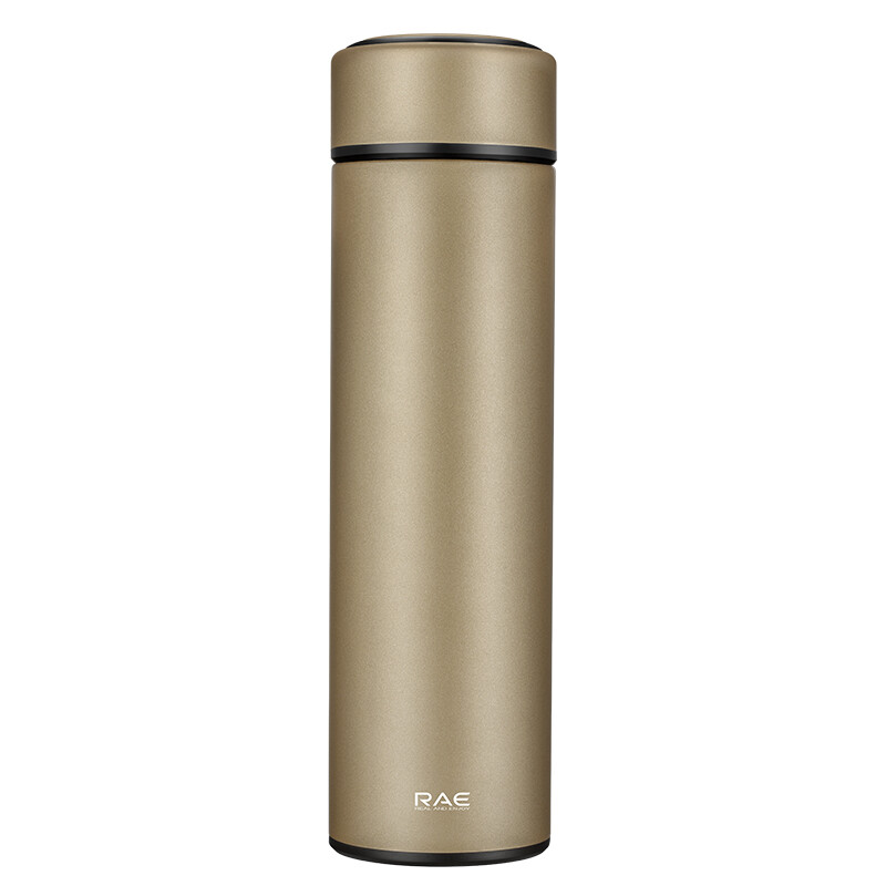 Ran ye (RAE) 450ml double-layer stainless steel insulated cup high-capacity filtering car mounted male and female couple student business water cup car mounted tea cup with filter screen champagne r3318