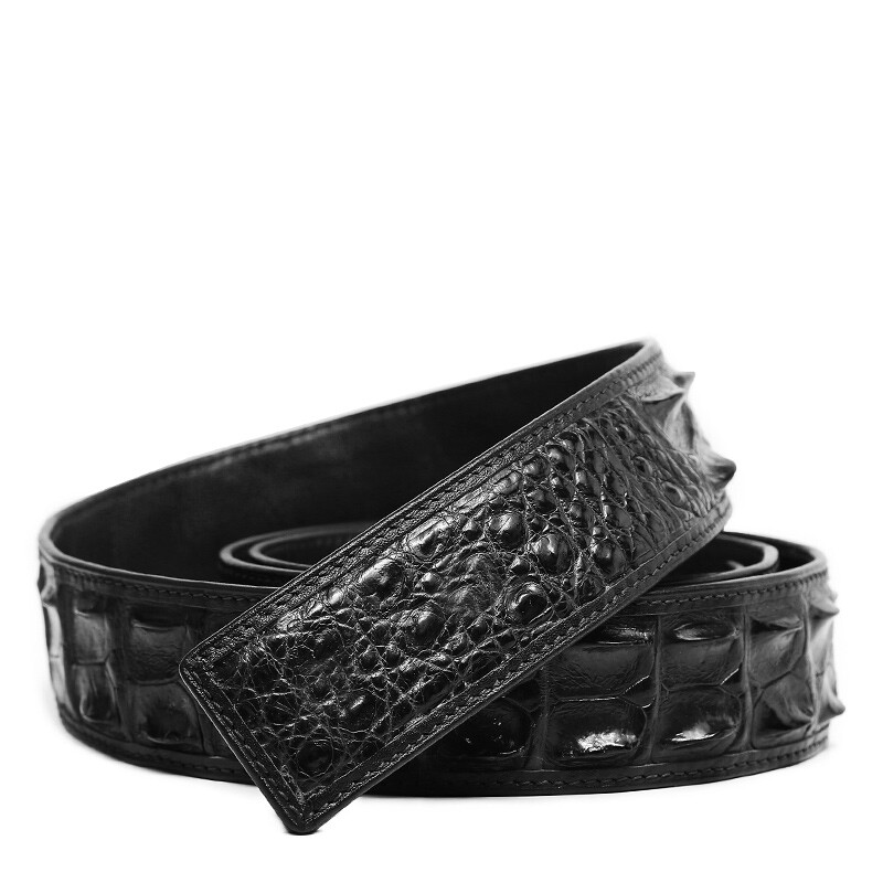 5. V. brown belt men's headless non buckle real crocodile belt strip youth board buckle belt 3.8cm belt body black head leather back