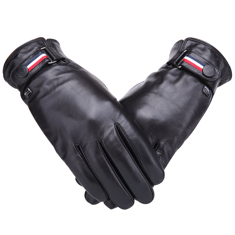Crocodile shirt simple fashion sheepskin gloves men cycling in autumn and winter windproof warm Plush thickened men's gloves crocodile shirt 19741002-01bxxl