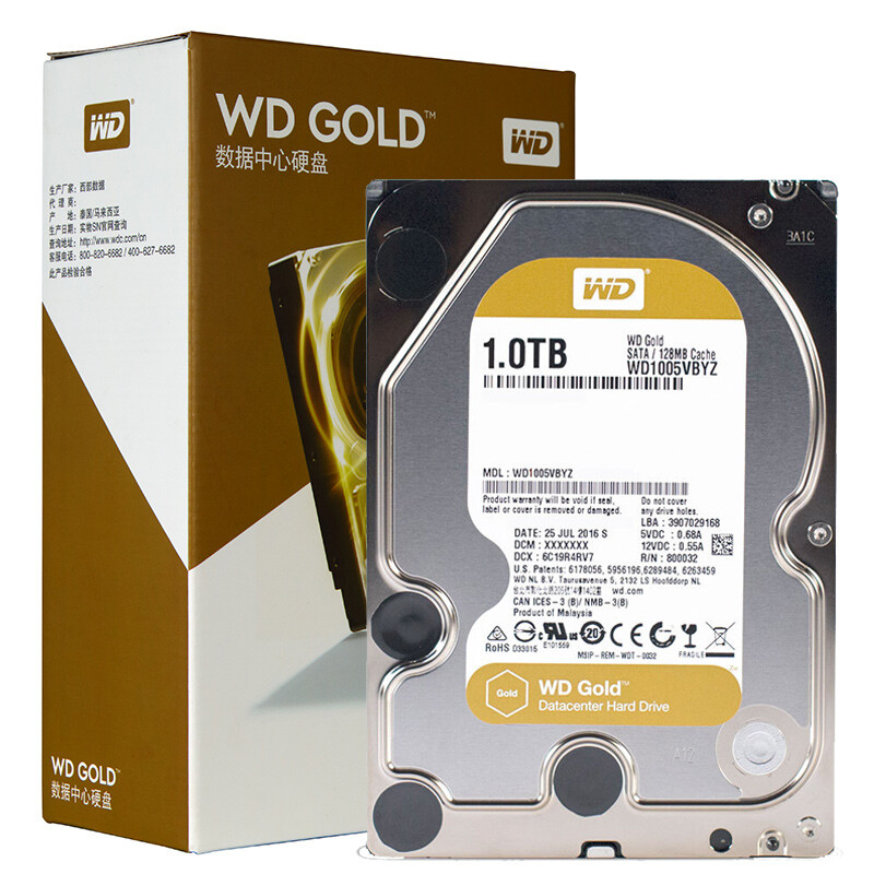 Western Digital (WD) gold disk 1TB sata6gb / s 7200 to 128M enterprise hard disk (wd1005vbyz)