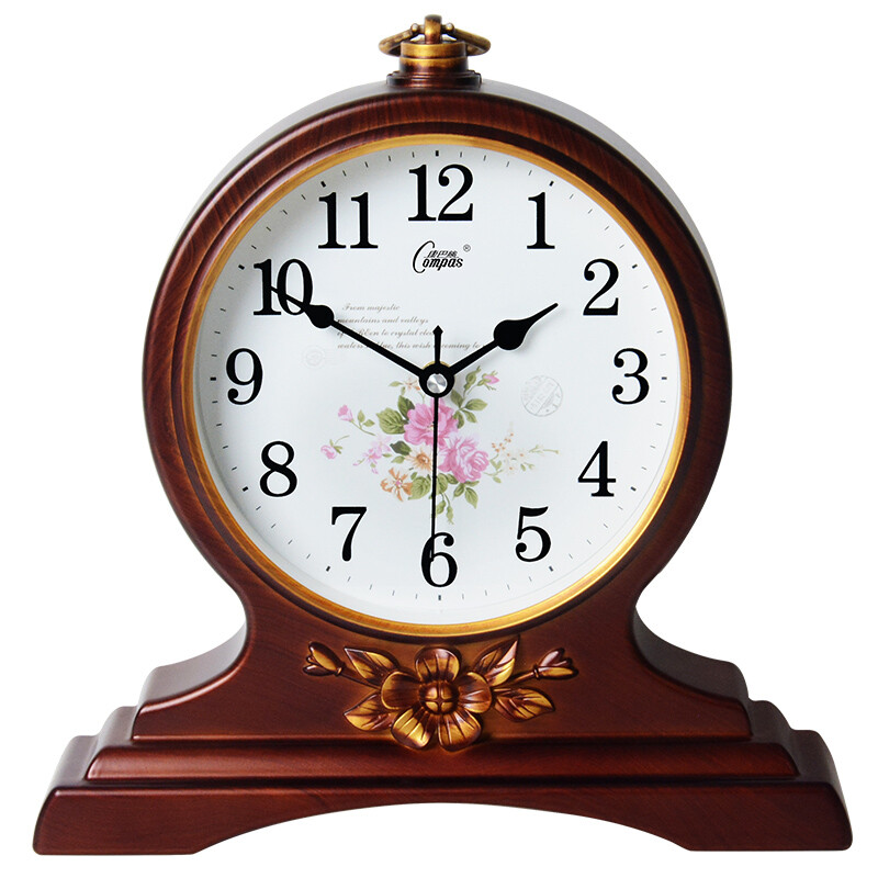 Compas seat clock classical European seat clock retro mute living room decorative desk clock creative bedroom bedside clock quartz clock c3099 ancient gold